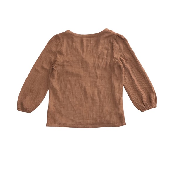 Marine Layer Brown Cotton Gauze Split Neck Boho 3/4 Sleeve Blouse Lightweight XS - Picture 9 of 10